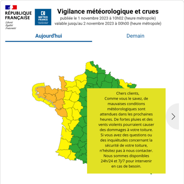 Intervention urgente sur toit à Rennes